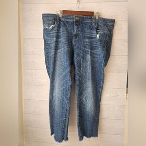 Kut From The Kloth Blue Ankle Cropped Jeans Sz 20W Women's Catherine Boyfriend
